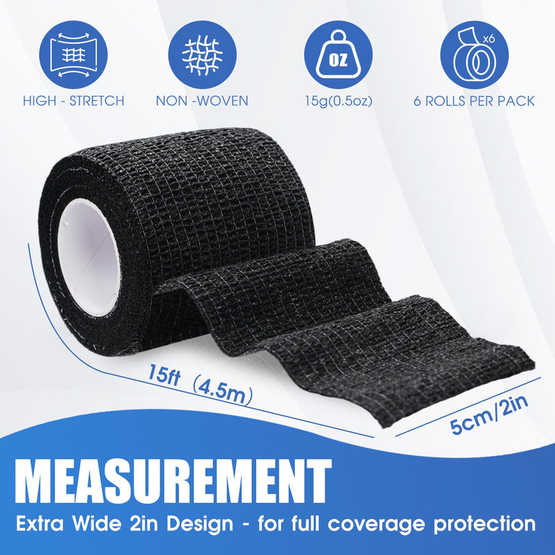 Thumb Tape for Weightlifting - Stretchy Tape 2 Inch Wide - 6 Rolls (15ft Each) for Powerlifting, Cross Training, Gym - Hand, Finger & Thumb Protection (Individually Wrapped)