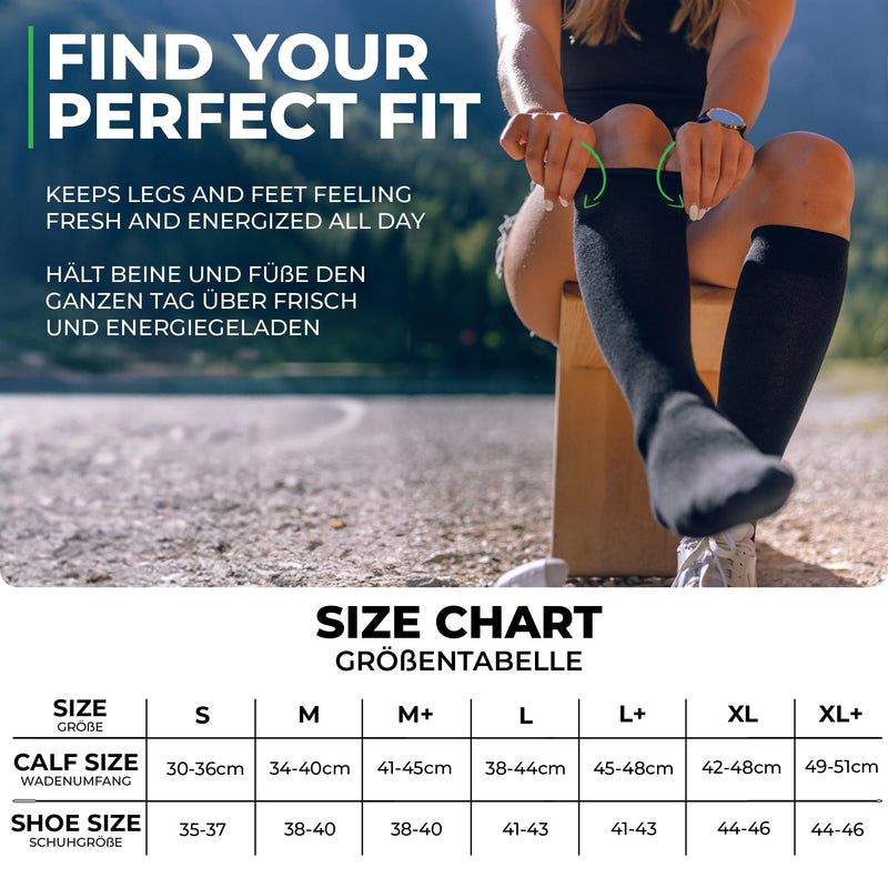 [Australia] - Medical compression stockings for men and women made from 60% organic cotton M (38-40) black 