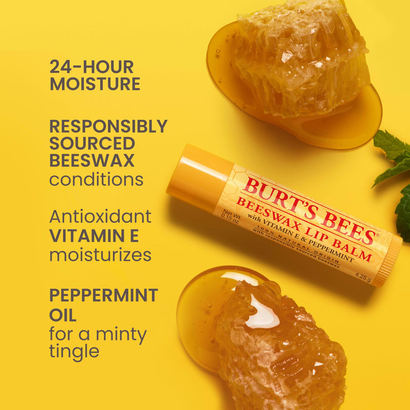 Burt's Bees Lip Balm Easter Basket Stuffers - Original Beeswax, Lip Moisturizer With Responsibly Sourced Beeswax, Tint-Free, Natural Conditioning Lip Treatment, 2 Tubes, 0.15 oz. (Pack of 2) 2 Count (Pack of 2)