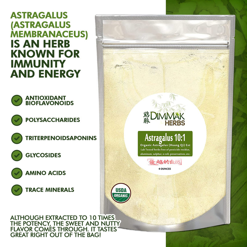 [Australia] - Organic Astragalus 10:1 Extract Powder | Huang Qi Concentrate Granules | Lab Tested, USDA Organic 4oz / 112g by Dimmak Herbs 