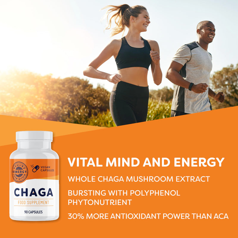 Vimergy Chaga Mushroom Capsules, 30 Servings - Real Mushroom Herbal Supplement for Cardiovascular Support - Kosher, Non-GMO, Gluten-Free, Vegan, Paleo - 100% Pure Chaga with Zero Fillers (90 Count)