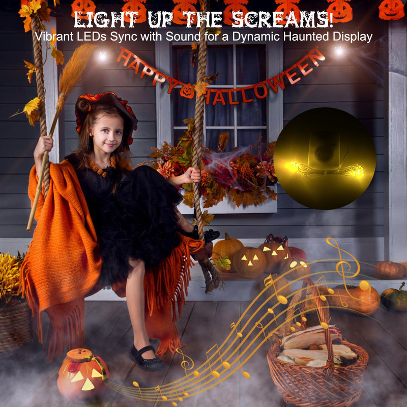 [Australia] - Elegananccy 2 Pack Halloween Sound Player Speakers with LED, Horror Screaming Witch Sound-Activated Prop, Battery Operated Tricky Funny Scary Sound Machine for Indoor Outdoor Party Decoration 