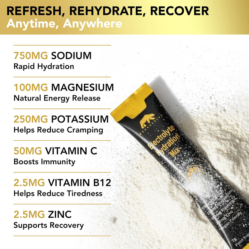 Electrolytes Powder Sachets – Sugar-Free Hydration & Rehydration Drink – Lemon Lime Flavour – Electrolytes Sachets with Vitamins C & B12 - Vegan (30 Servings (Pack of 1), Lemon & Lime) 30 Servings (Pack of 1)