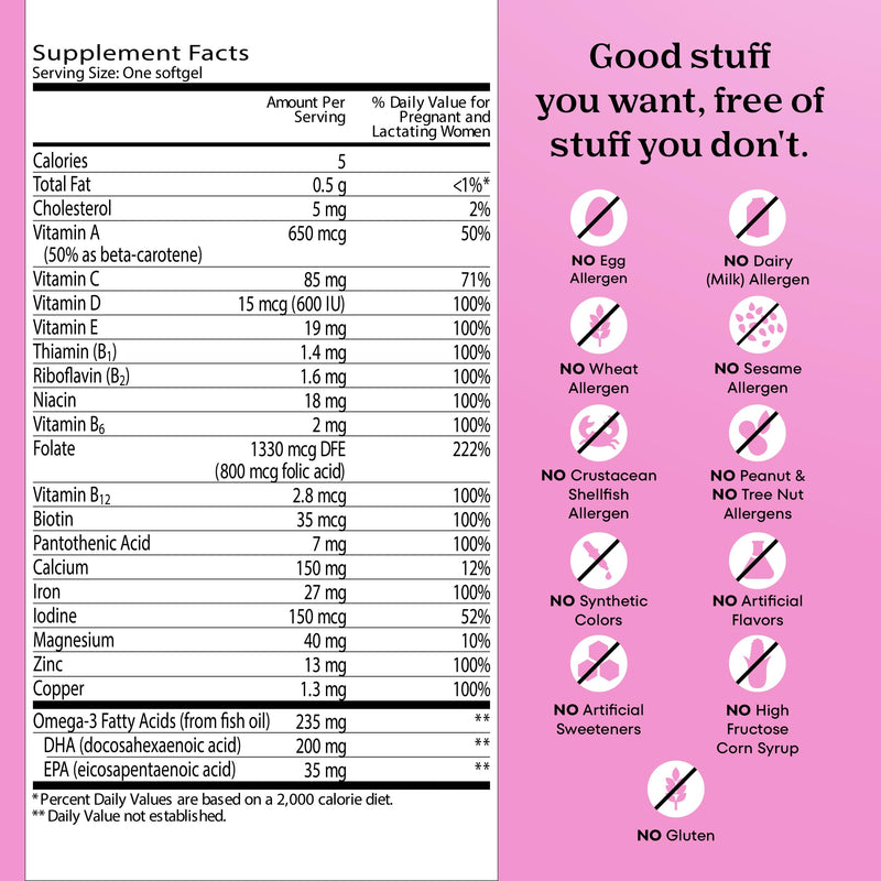 One A Day Prenatal Vitamins- Folic Acid, Iron, Omega- 3 (DHA), Pregnancy Vitamins for Women, Prenatal Multivitamin for Mom and Baby Support, Pregnancy Must Haves 30 Ct (Packaging May Vary) Unflavored 30 Count (Pack of 1)