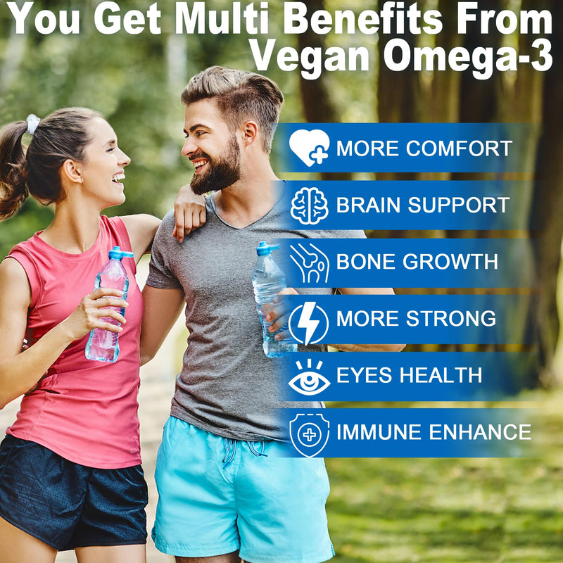 Omega-3 Gummies + CoQ10 + D3 K2 (MK7) for Women Men, EPA 600mg & DHA 400mg | Omega 3 Fish Oil Alternative, No Fish Taste, Omega 3 Fatty Acids Supplements, for Brain, Eye, Immune, Sugar Free, 2 Pack 60 Count (Pack of 2)