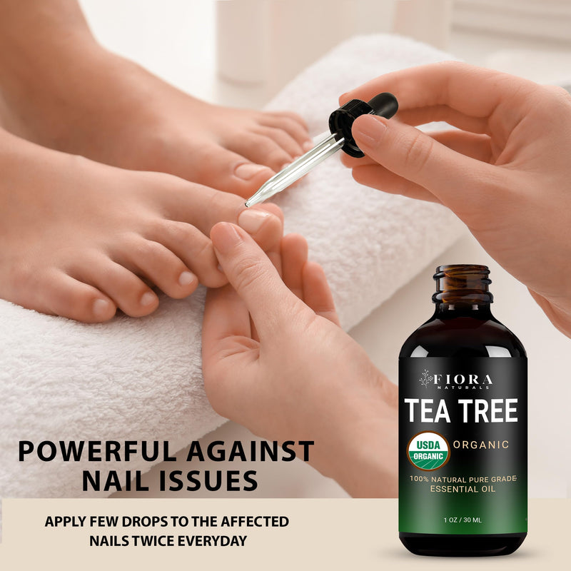 [Australia] - Tea Tree Oil ‚Äì 100% Pure Organic Tea Tree Essential Oil for Skin, Face, Hair, Scalp, Nails, and Toenail ‚Äì Therapeutic Grade Tree Tea Oil for Acne & Hair Growth ‚Äì 1 fl oz - by Fiora Naturals Organic Tea Tree Oil 1 Fl Oz (Pack of 1) 