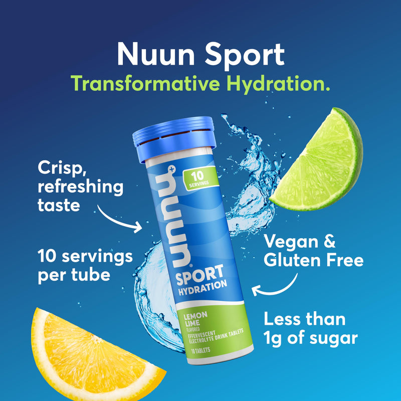 Nuun Sport Electrolyte Tablets Lemon Lime, GF & Vegan, 8 Pack 80 Count (Pack of 1)