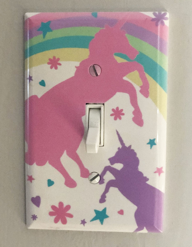 [Australia] - Girls Room Decor Light Switch Cover Plate Kids Room, Decorative Wall Accent for Baby Nursery, Teen Toddler Bedroom Bathroom Playroom (Pastel Unicorn) Pastel Unicorn 