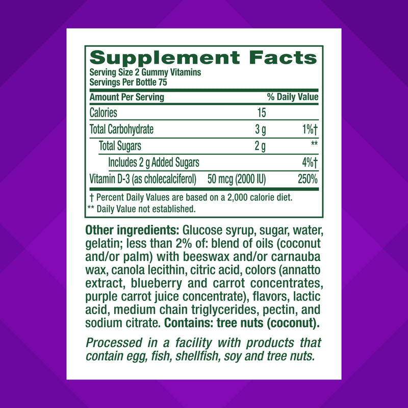 Vitafusion Vitamin D3 Gummies | 50 mcg | 150 Gummy Vitamins 150 Count (Pack of 1)