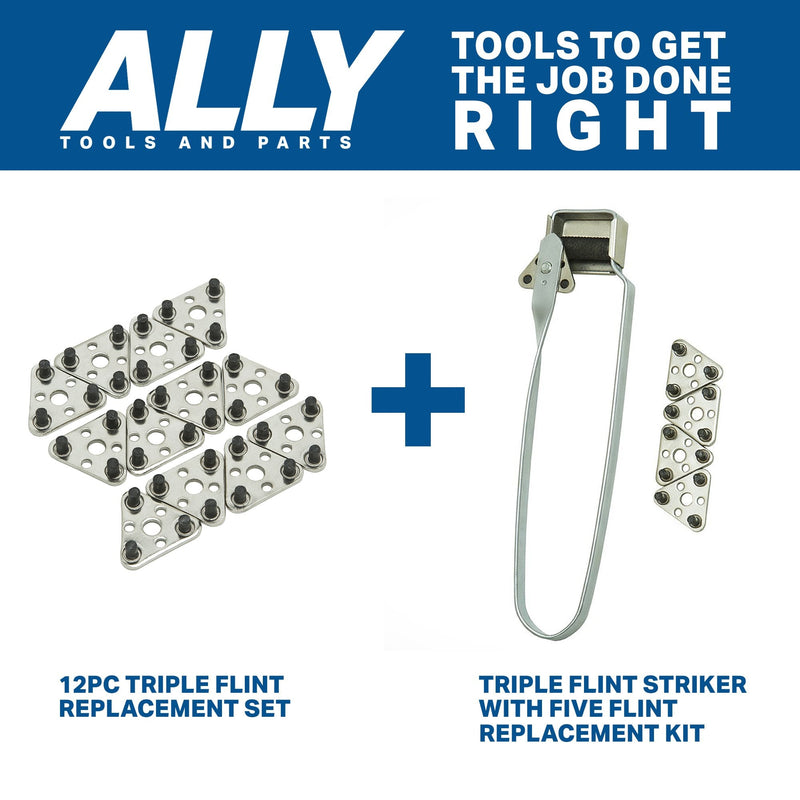 [Australia] - Ally Tools 12 PC Triple Flint Replacements Compatible with All Triple Flint Strikers - Long Lasting Flints 