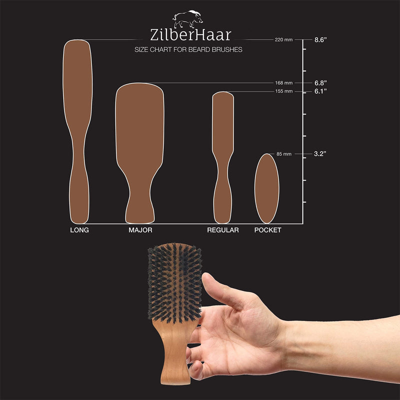 [Australia] - ZilberHaar - Major hair and beard brush for men - Soft boar bristles and pear wood - Massages and exfoliates skin and scalp - Ideal accessory for men - Made in Germany 