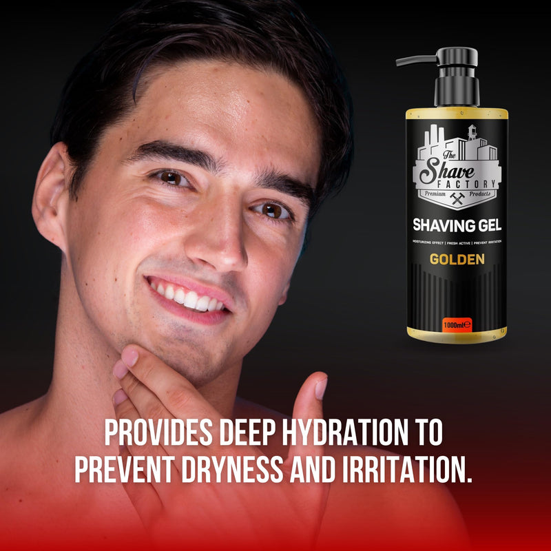 [Australia] - The Shave Factory Shaving Gel - Perfect shaving experience, moisture, protection and comfort for men - Premium shaving gel for an ultra-smooth and refreshing shave (Golden, 1250ML) 