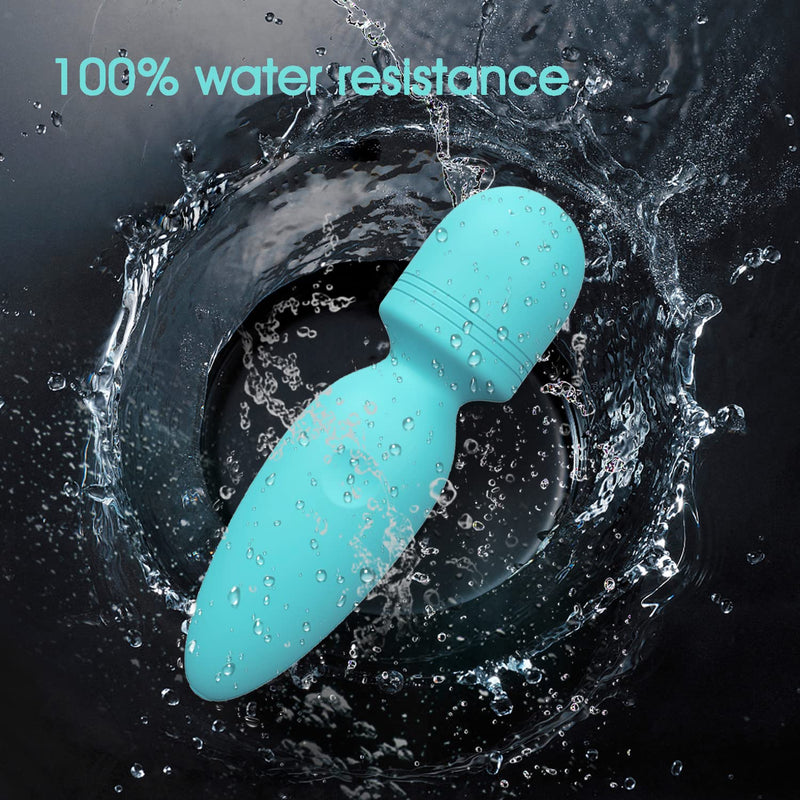 Mini Wand Massager,Small Cordless Handheld Massager with 10 Quiet Vibration Modes, Personal Handheld Rechargeable Massager for Neck Shoulder Back Body Green
