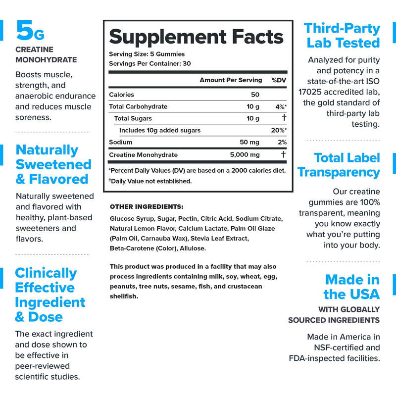 [Australia] - LEGION Creatine Monohydrate Gummies ‚Äì Clean Chewable Creatine Supplement for Strength, Endurance & Muscle Recovery ‚Äì 30 Lemon Drop Flavor Servings ‚Äì No Artificial Flavors or Sweeteners. 