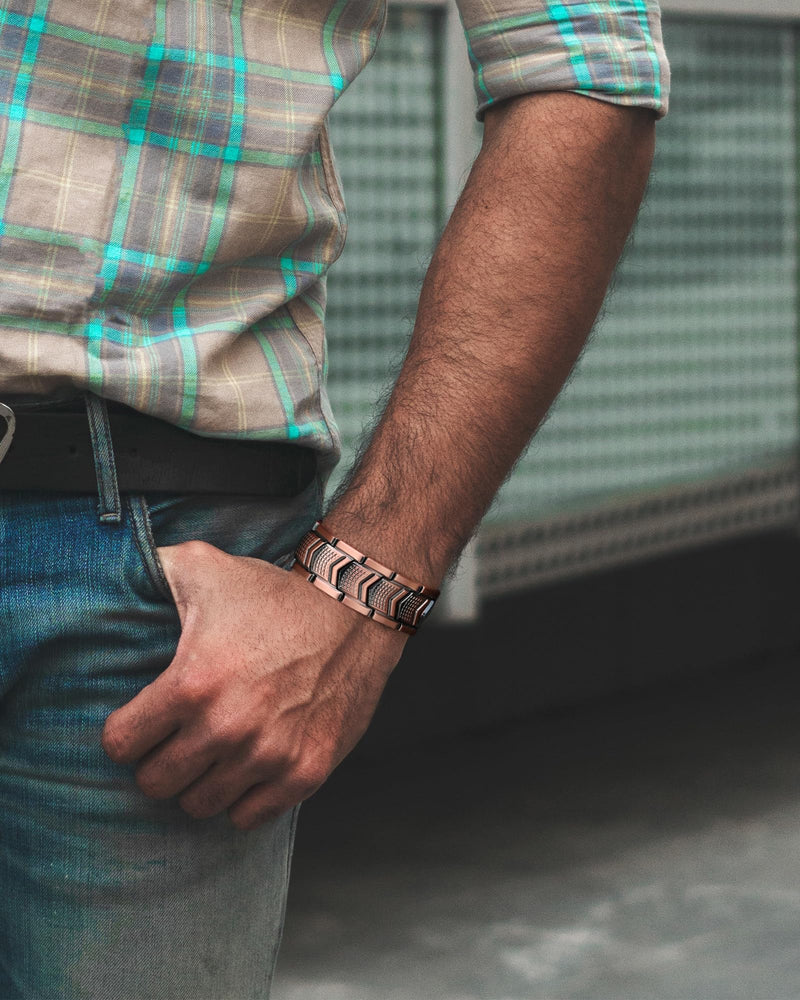 [Australia] - Jecanori Copper Bracelet for Men, 3X Strength Magnetic Bracelets for Men Shield 