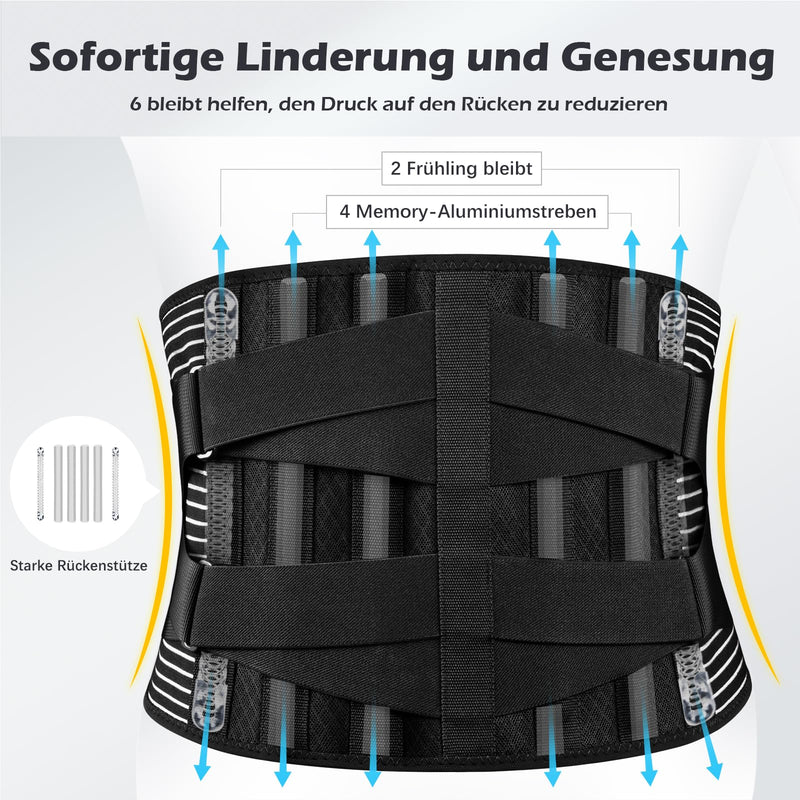 [Australia] - FREETOO back bandage with support struts, adjustable tension straps and breathable nylon fabric, ideal for work protection, relieves the strain on the back muscles and for posture correction, L (waist 95-115 cm). 
