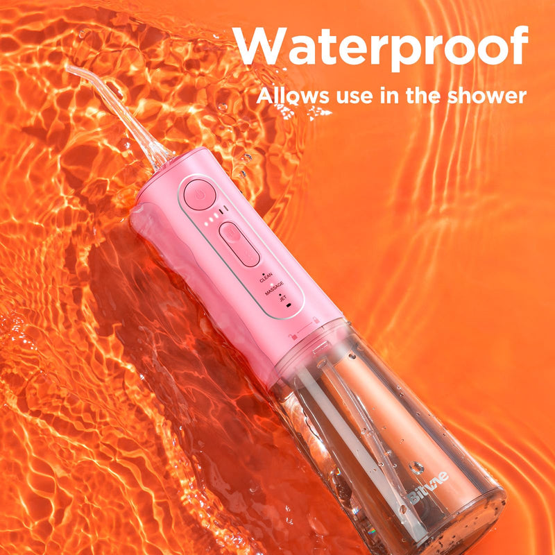 [Australia] - Bitvae C5 Water Flosser Teeth Picks, Cordless Portable Oral Irrigator, Powerful and Rechargeable Water Flosser for Teeth, Brace Care, IPX7 Waterproof Water Dental Picks for Cleaning, Quartz Pink 