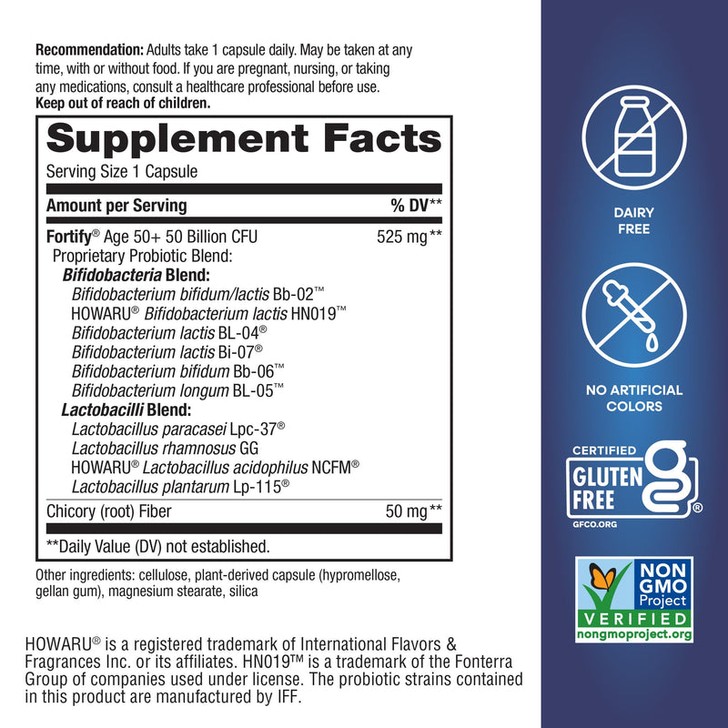 Nature's Way Fortify Extra Strength(1) Probiotic Adults 50+, 50 Billion Live Cultures, Prebiotics, Probiotics for Digestive Health*, Immune Support*, Colon Health*, 30 Capsules | 50 Billion Live Cultures; Daily Probiotic for Colon, Digestive, and Immun...