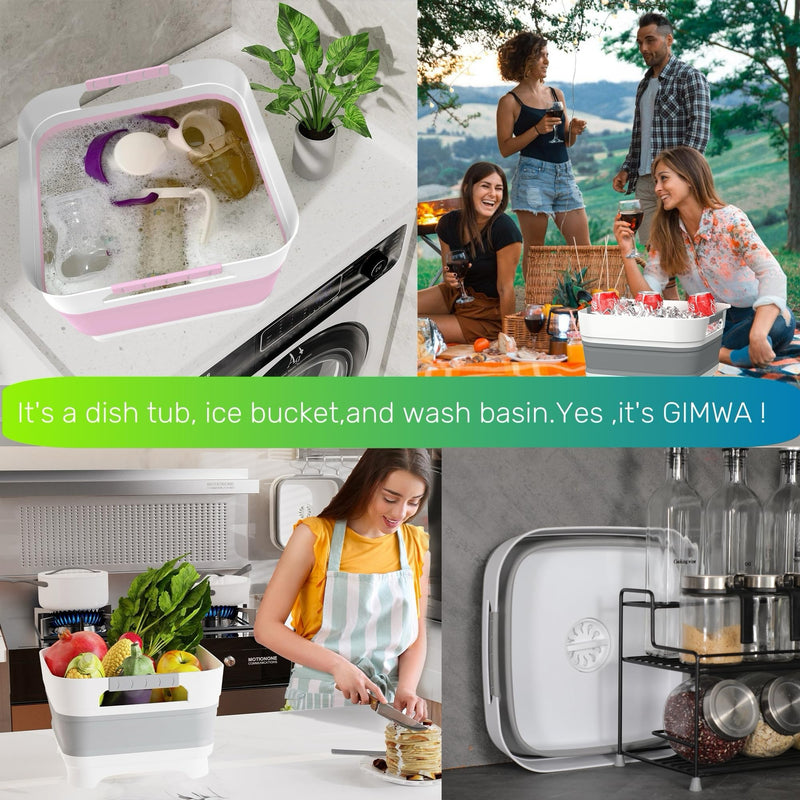 [Australia] - Wash Basin for Baby Bottles, Foldable, Versatile Wash Tub for Kitchen, RV, Outdoor Camping Sink, Sturdy & Easy to Clean Gray 