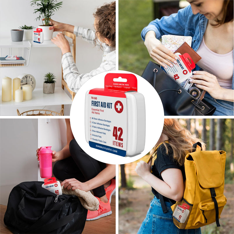 [Australia] - 500 Piece Mini First Aid Kit for Home, Car, Office, Outdoors, Travel Size Small First Aid Kits with Adhesive Bandages and Pads - Bulk First Aid Supplies in Compact & Lightweight Case (12 Pack) 500 Pieces [12 Pack] 