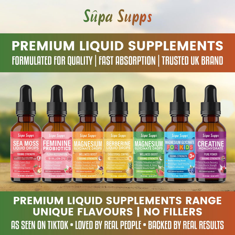 Magnesium Glycinate 120ml- Watermelon + Mango & Passion Fruit Flavour | Supa Supps Magnesium Glycinate 3-in-1 Complex | Fast Absorption, Premium Pure Formula, Easy-to-Take Supplement for Daily Balance 60 ml (Pack of 2)