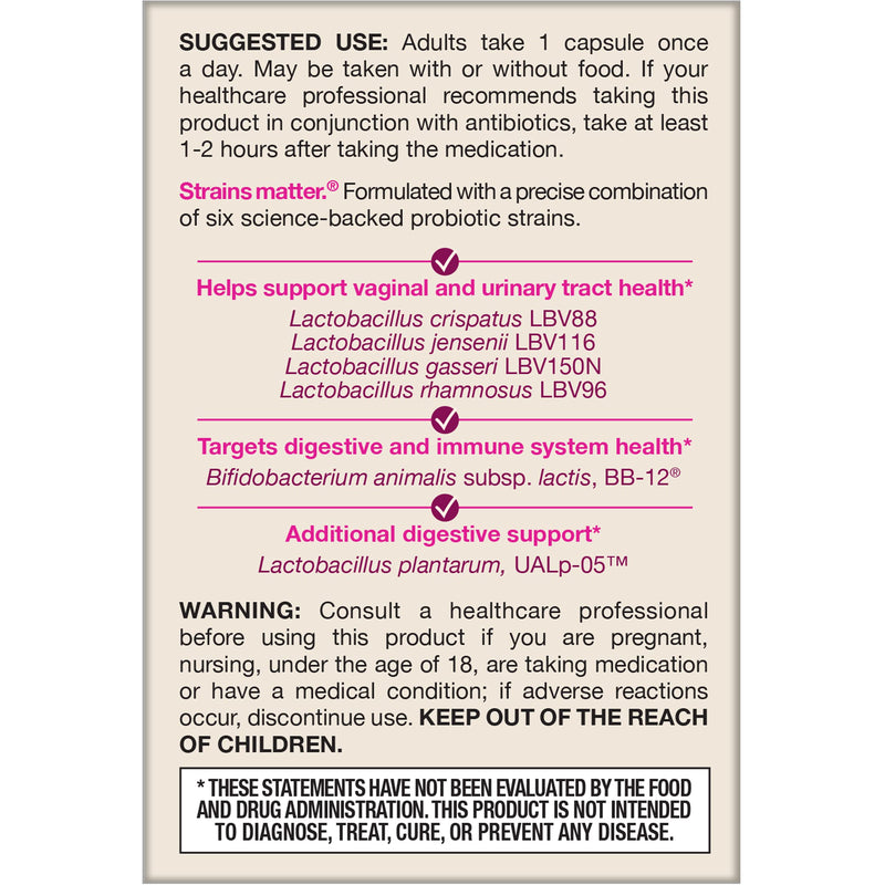 [Australia] - Jarrow Formulas Fem-Dophilus Advanced Probiotics 10 Billion CFU With 6 Science-Backed Strains, Dietary Supplement for Vaginal, Urinary Tract and Digestive Support, 30 Veggie Capsules, 30 Day Supply 