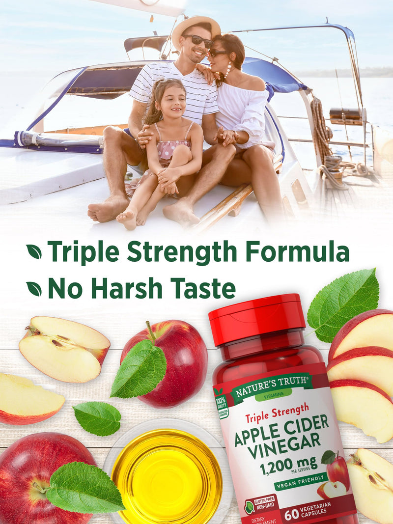 [Australia] - Nature's Truth Apple Cider Vinegar Vegan Capsules | 1200mg | 60 Veggie Pills | Extra Strength | Vegan, Non-GMO and Gluten Free Supplement 