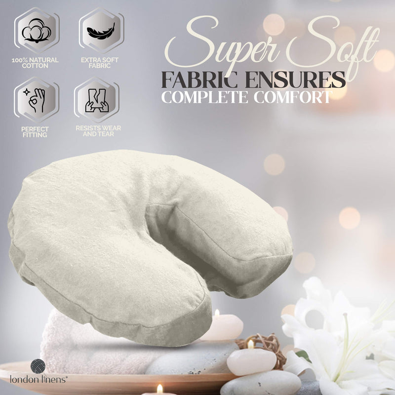 [Australia] - London Linens Pack of 4, Premium Extra Thick 100% Cotton Flannel Massage Tables Face Cradle Covers Cozies Fitted - Includes 4 pcs (Natural) Natural 