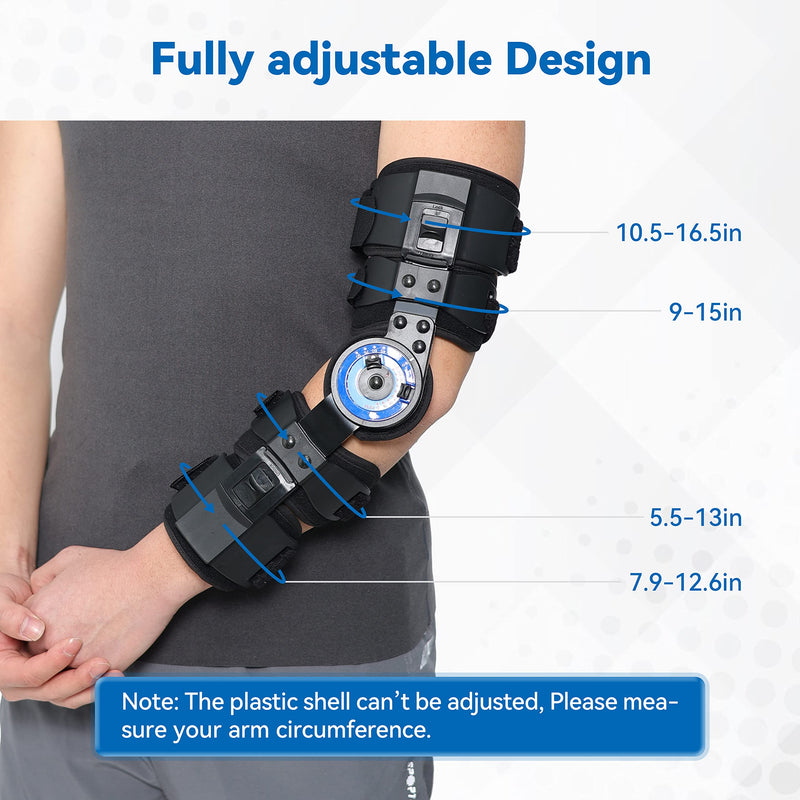 [Australia] - Orthomen Hinged ROM Elbow Brace Stabilizer, Adjustable Post OP Arm Support Splint for Surgery Recovery, Fracture & Dislocation, 10°-15° Incremental Control, Universal Fit Men and Women (Right) Right 
