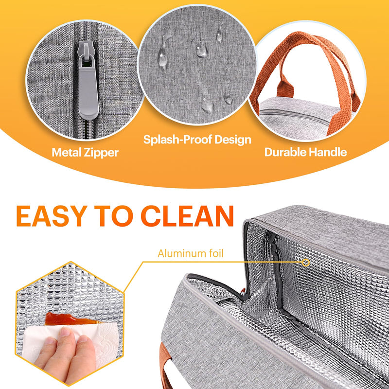[Australia] - Lunch Bag for Women & Men Adult Insulated Lunch Box, Small Leakproof Cooler Food Lunch Containers Reusable High Capacity Lunch Tote Bags for Work, Travel, Outdoor (Grey) Gray 