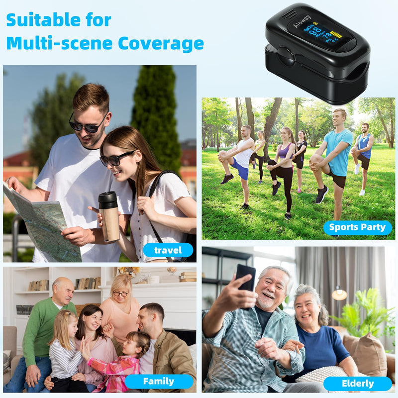 [Australia] - Oxygen Meter Finger Pulse Oximeter, Pulse OX, Pulse Oximeter with Pulse Monitor, SpO2 Reading Home Outdoor Sports (Black) black 