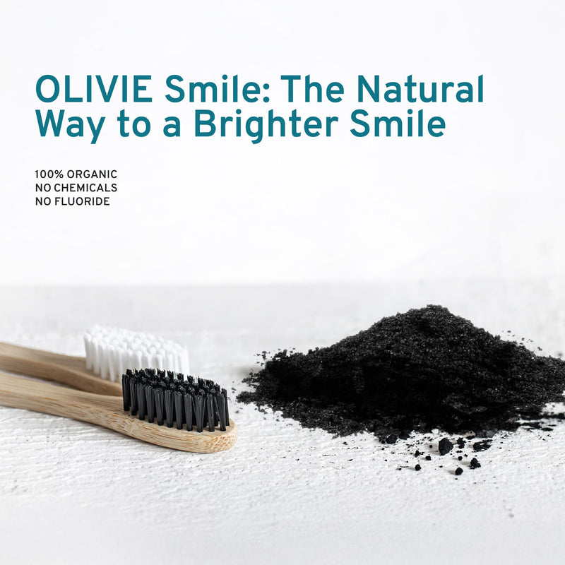 Organic Activated Charcoal Powder for Teeth Whitening by Olivie Smile, Natural Toothpaste Alternative, Desert Olive Tree Charcoal, Fluoride and Chemical Free 1.8 oz