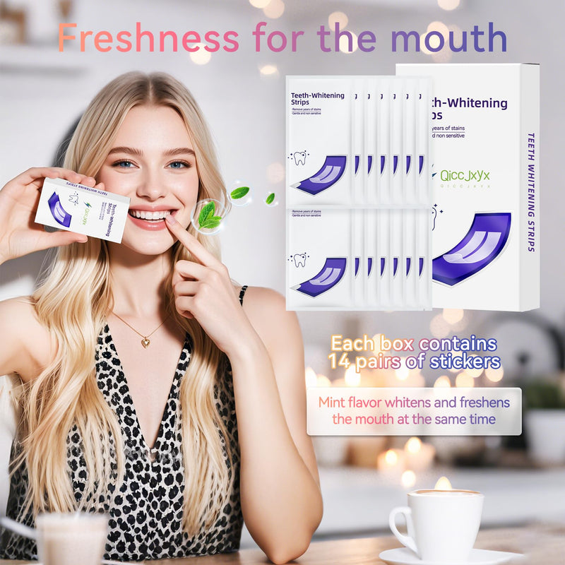[Australia] - 14-Day Whitening Stripst,Sensitive Teeth Whitener,Mild and Non-irritating,Deep Stains Removal,Nstant Teeth Whitening Without The Harm,Peroxide Free（28PCS） 