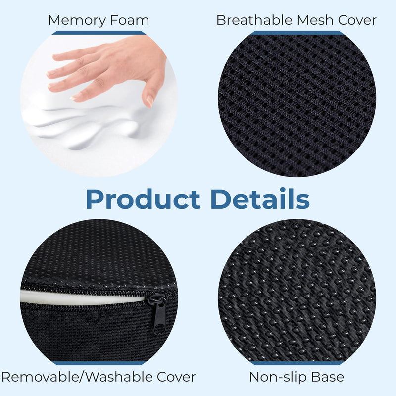 [Australia] - 5 STARS UNITED Donut Pillow Hemorrhoid Tailbone Cushion – Large Cushion for Pain Relief – Coccyx, Prostate, Sciatica, Pelvic Floor, Pressure Sores, Pregnancy, Postpartum Recovery, Black 
