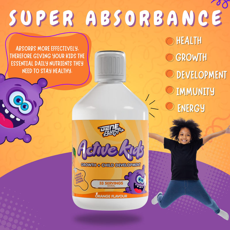 Active Kids Liquid Multivitamin | Kids Vitamins with Minerals & Super Greens | 29 Essential Nutrients for Daily Nutrition | 500ml