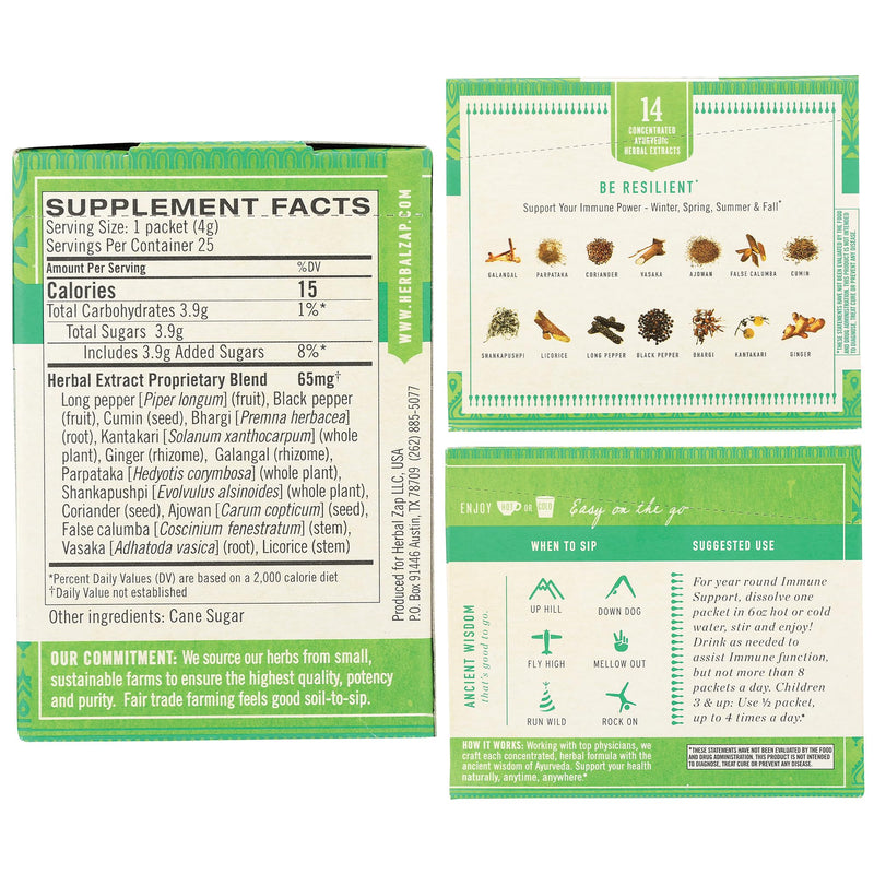 Herbal Zap! Immune Support Supplement Powder (25 Packets Per Box) – Ancient Ayurvedic Herbal Blend, Dissolves in Hot or Cold Water, 0.14 Oz Ea 3.53 Ounce (Pack of 1)