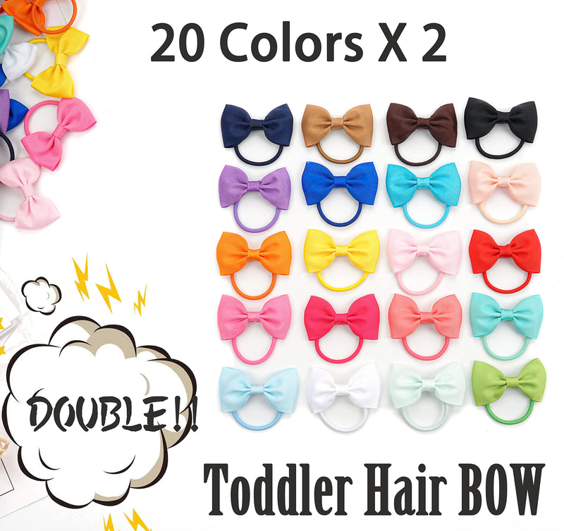 CÉLLOT Toddler Hair Ties 40pcs 2.75" Baby Girls Hair Bows Tie Baby Bows Elastics Rubber Ribbon Hair Bands Accessories for Baby Girls Kids Children 2.75inch-40pcs/Classic