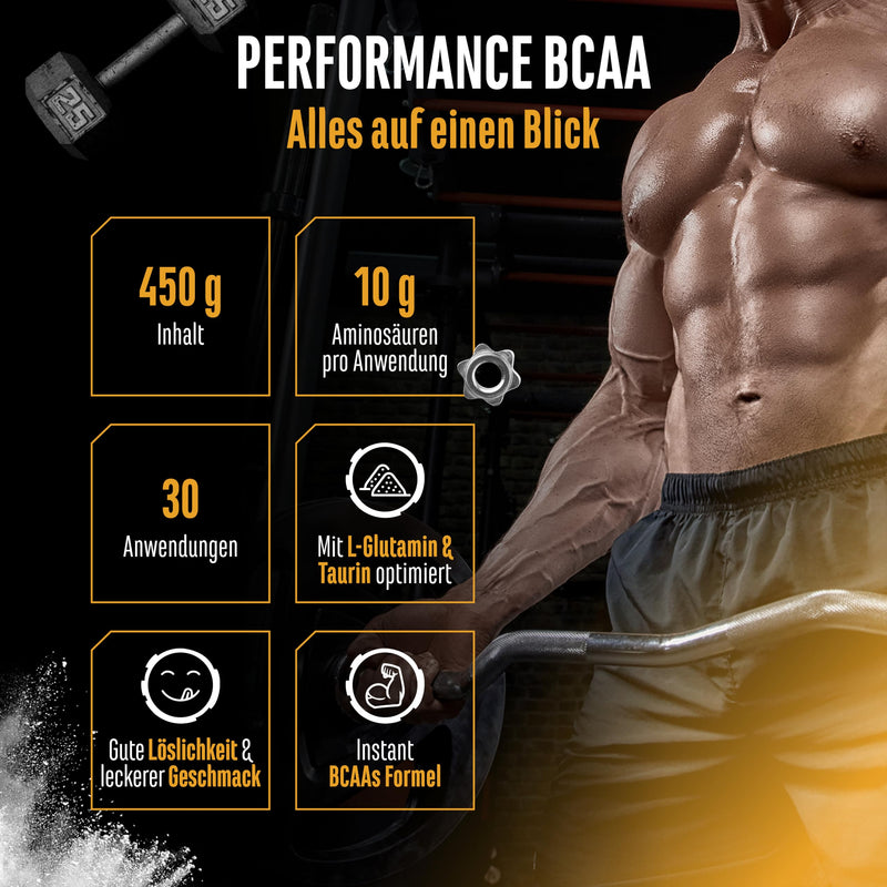 [Australia] - BCAA Performance - 450 g powder - Instant BCAAs + L-Glutamine + Taurine - Delicious & super solubility - Vegan amino acids - 2:1:1 ratio - (Mango passion fruit) 