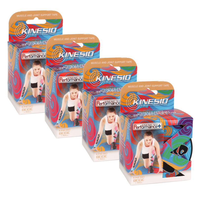 Kinesio Tex Performance + - Therapeutic Knee and Shoulder Medical Tape - Beige w/Logo - 2in x 16.4 ft Roll Beige Logo