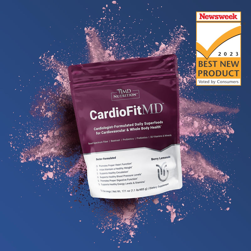 [Australia] - 1MD Nutrition CardioFitMD - Vegan Beets Superfood Keto-Friendly Heart Health Powder - High Fiber Nutritional Supplement Drink - 30 Servings 30 Servings (Pack of 1) 