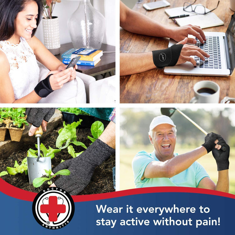 Dr. Arthritis Bundle: Copper Lined Wrist Support (Single) + Compression Gloves (XS)