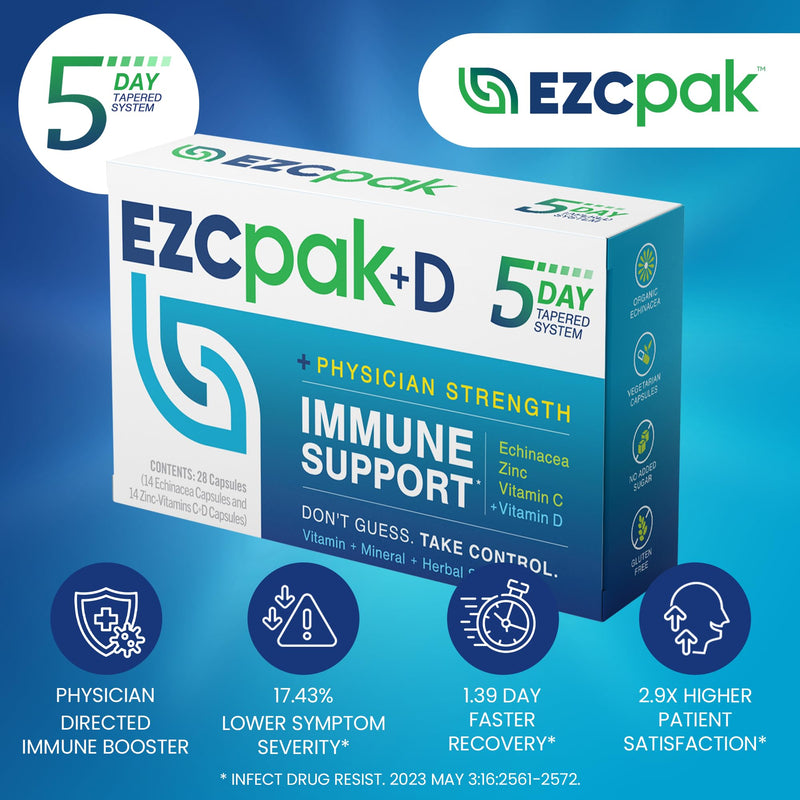[Australia] - EZC Pak+D 5-Day Tapered Immune System Booster - Vitamin Immune Support Supplement, Echinacea, Zinc, Vitamin C, & Vitamin D, Immune System Support, Immune Boosters for Adults 1 Count (Pack of 1) 