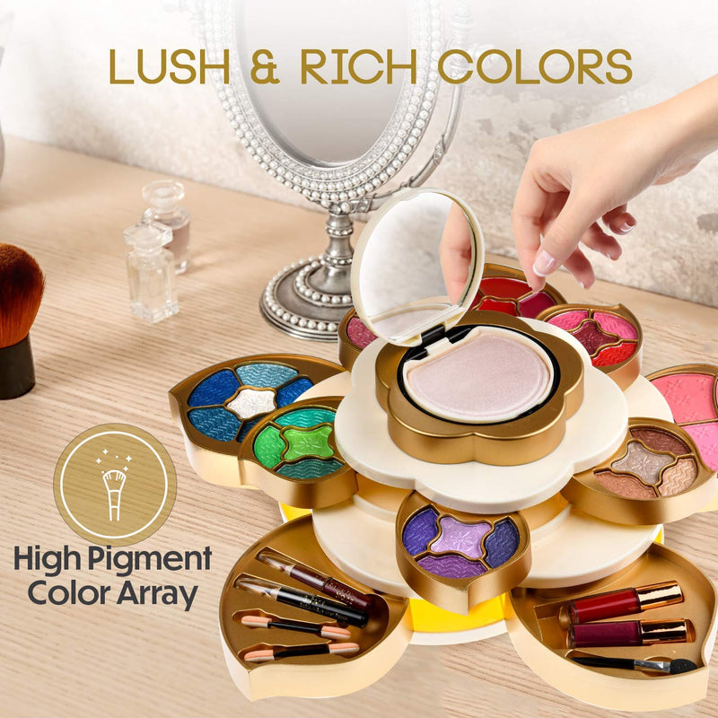 [Australia] - All In One Makeup Kit for Teens and Women - Flower Makeup Set for Girls 10-12 - Pigmented Eyeshadows, Lip Creams, Blushes, Concealer and Mirror - Full Starter Makeup Gift Set for Beginners Flower Makeup Kit 