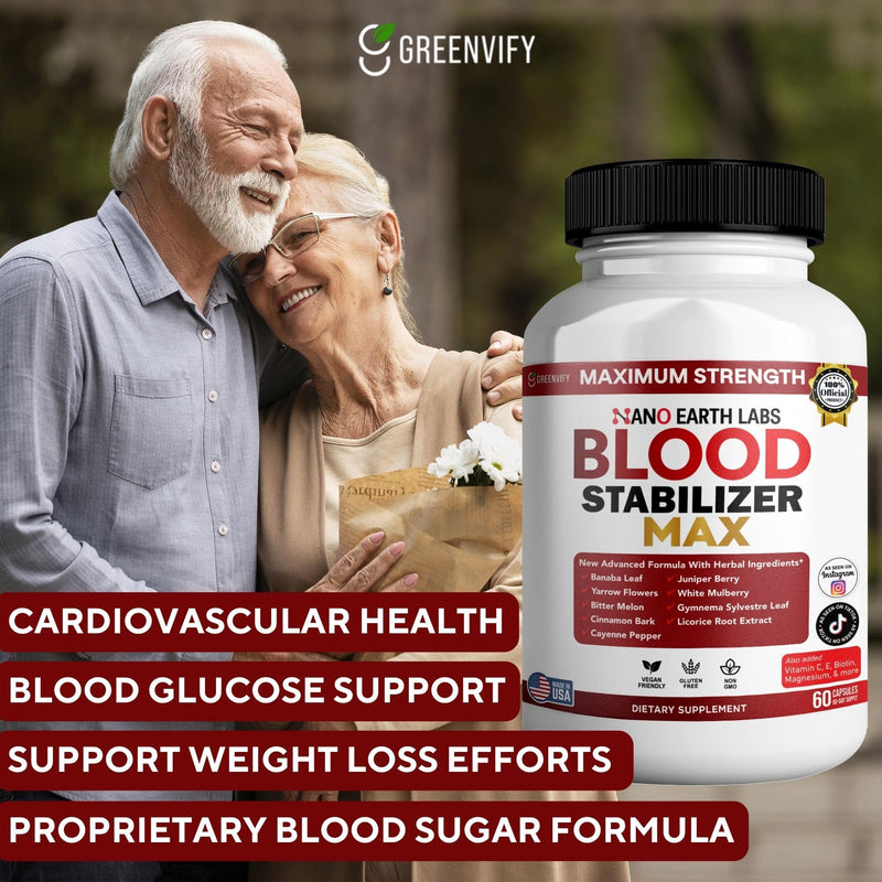 Nano Earth Labs Blood Stabilizer Max, 60 Capsules, Herbal Supplement with Vitamins and Minerals (1) 1