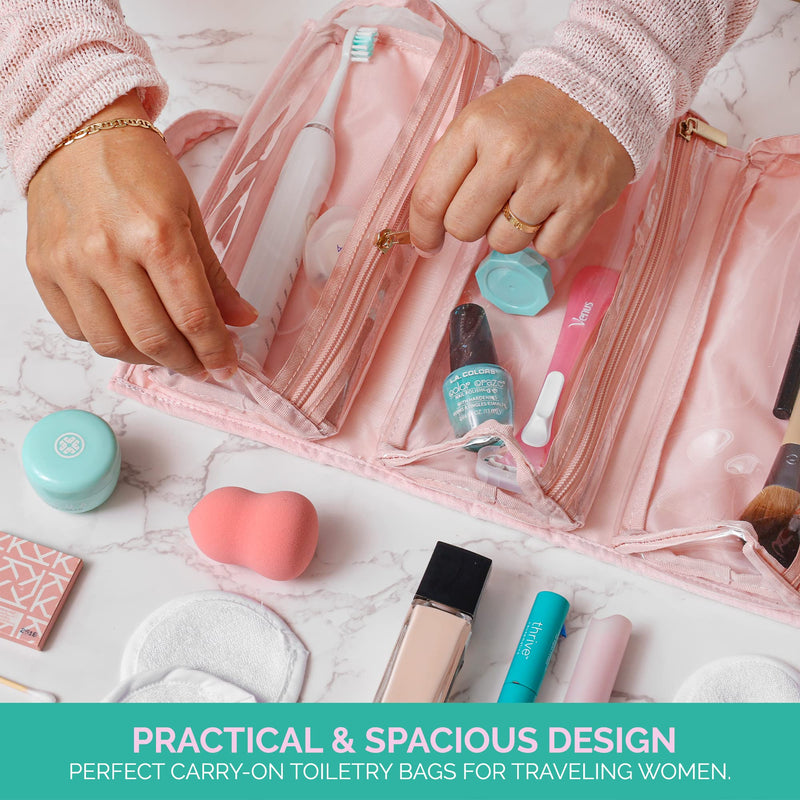 Travel Essentials Bundle: Portable Shower Caddy & Roll Up Makeup Bag - Perfect for On-The-Go