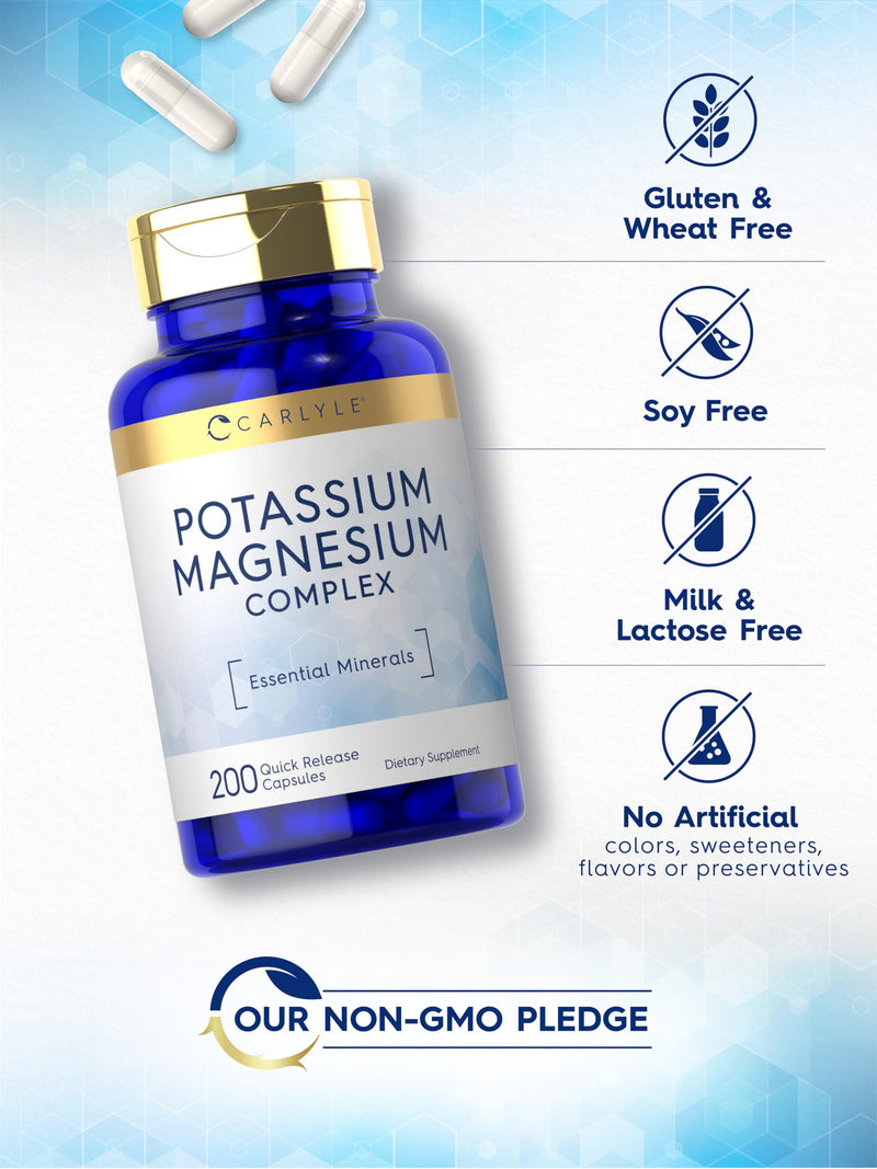 [Australia] - Carlyle Potassium Magnesium Supplement | 200 Count | Non-GMO & Gluten Free Complex 200 Count (Pack of 1) 