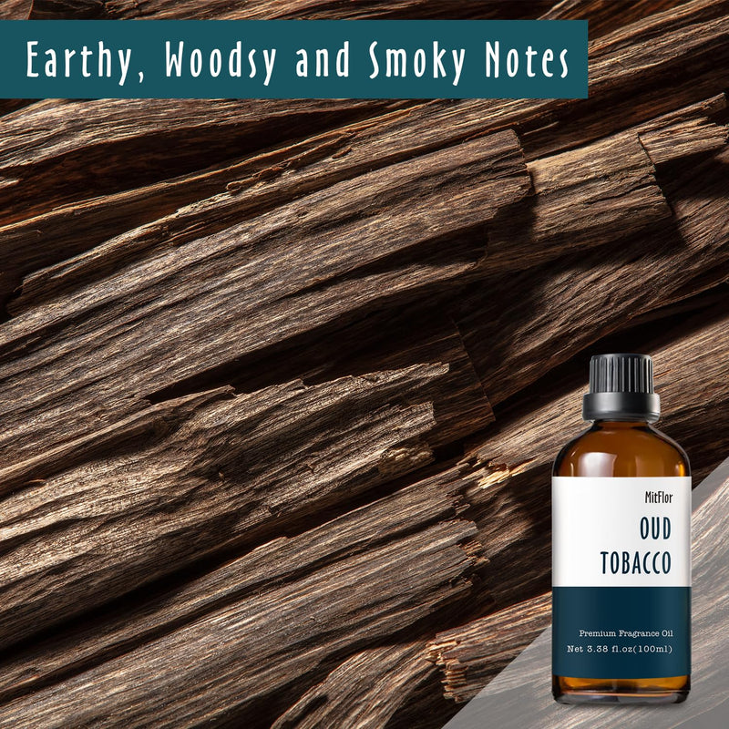 MitFlor Oud Tobacco & Smokey Leather Fragrance Oil - 30ml & 100ml, 2-Pack Aromatherapy Oil for Soap, Candle, Perfume & Diffuser