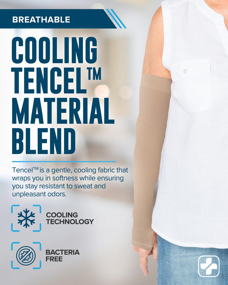 [Australia] - Doctor's Select Arm Protectors for Thin Skin and Bruising for Women and Men - 2 Pairs UPF 50 Sun Protection and Cooling Beige Medium 