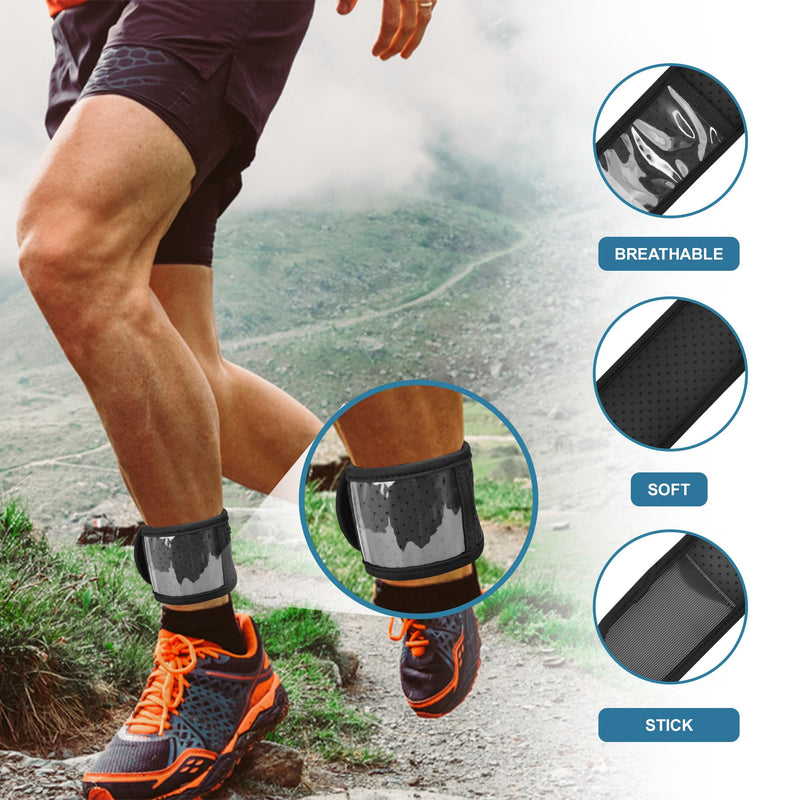 [Australia] - Ankle Band(Size X-Large) for Large Fitness Pedometer, (Counter NOT Included) Soft Wear Ankle Band with Transparent Pouch for Step Counter (Pedometer Not Included) (Black) 