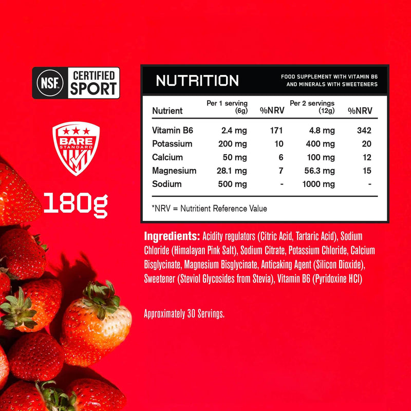 Bare Performance Nutrition, BPN Electrolytes Hydration Drink Mix, No Sugar, Keto, Strawberry